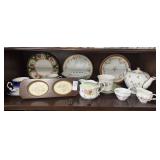 Shelf Lot of Assorted Tea Cups/Plates and Misc