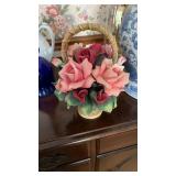 Franklin Mint Ceramic Flower Basket Decor