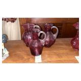 3 Cranberry Glass Pitchers