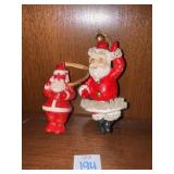 Vintage Spaghetti Santa and Plastic Santa