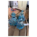 Vintage blue iridescent southern belle figurines