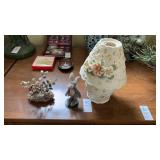 Ceramic Floral Candleholder, Mini Bunny, and
