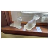 2 Frosted Glass Bird Figurines