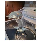 Murano glass dolphin with broken fin 12in. Tall