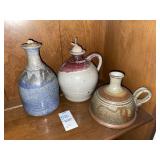 3 Handmade pottery pieces / signed