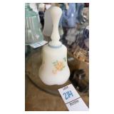 Vintage Fenton hand painted white satin glass