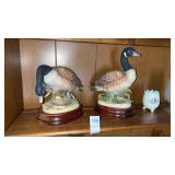 Duck Figurines and assorted glassware