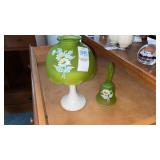 Westmoreland Glass 2-tone candle holder and bell,