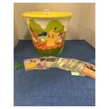 Pokï¿½mon large bucket and cards