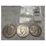 3 1974-D Eisenhower Dollars