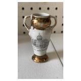 Antique Miniature Porcelain Vase - "Court House,