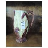 Antique Majolica corn cob pitcher 9-1/2" tall