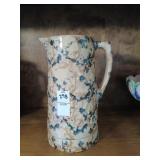 Antique spongeware pitcher 9-1/2" tall