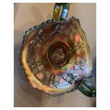 Fenton Carnival Glass "Butterflies" bon bon dish