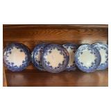 Set of 6 Antique Flow Blue "Brunswick" Plates ï¿½