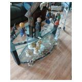 Glass shelf tv standno contents 53" wide, 18"