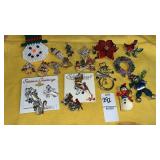 Christmas pins rhinestones Silver Forest & others