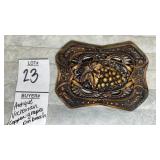 Antique Victorian copper grapes sash pin or