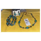 Napier green & gold bead necklace bracelet & clip