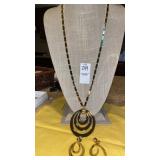 Monet Goldtone MCM statement necklace & clip