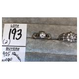 (2) 925 sterling crystal rings
