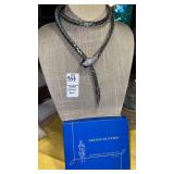 Whiting & Davis silver mesh blue crystal eye