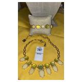 Anne Klein yellow faceted bead necklace &