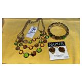 Napier green & amber faceted bead necklace
