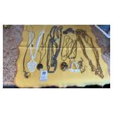 Vintage necklaces, enameled, chains, locket