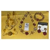 Napier faceted necklace bracelet clip earrings,