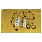Trifari colored gem necklace bracelet & gold