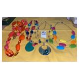 Bright enamel & plastic bead necklaces