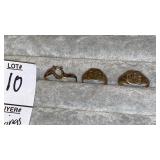 (3) 10k rings as-is: 2 have initials and breaks,
