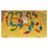Vintage multi color flat plastic bead necklaces &