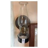 Vintage wall mount glass hurricane oil lamps (2)