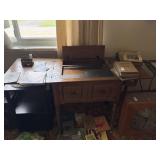 Vintage Parsons sewing cabinet with foldable top