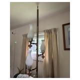 Vintage MCM tension pole lamp with milk glass