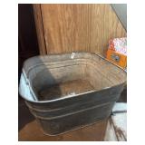 Vintage galvanized metal square washtub with