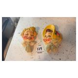 Set of Small Chalkware Boy and Girl