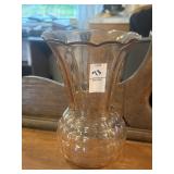 Vintage pink depression glass pineapple vase with