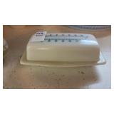 Vintage Pyrex covered butter dish featuring the