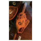 Wilson leather glove model A2364 and wooden bat