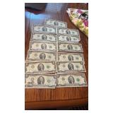 $26 Dollar Face Value $2 Bills 1976
