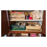 2 shelf lots of kitchen supplies - bags, tinfoil,