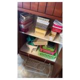 2 shelf lots of various plastic storage