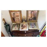 Lot of religious pictures and figurines