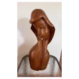 Vintage MCM hand carved wooden women sculpture