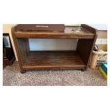 Two-tier wooden rolling end table  29inch length