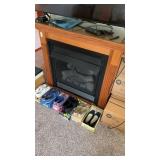 Electric fireplace with wooden frame