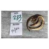 Trifari brushed swirl pin